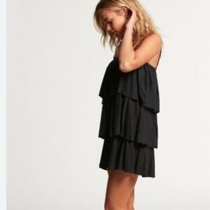Volcom Women's Viscose Black Tiered Mini Dress Size Small